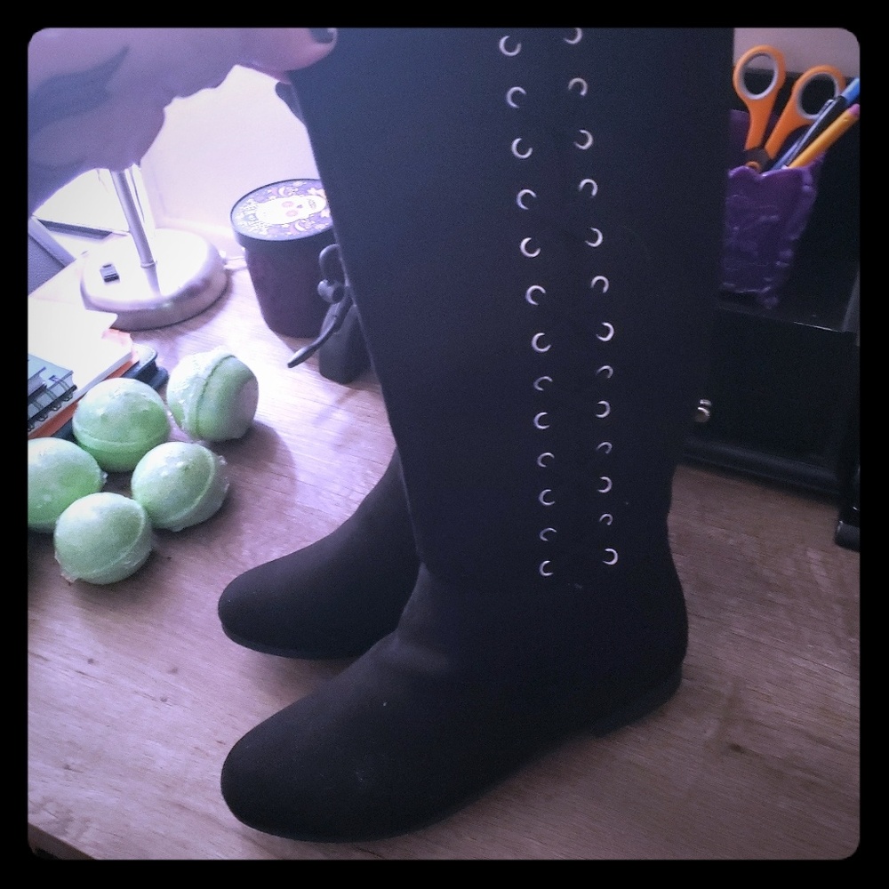 BRAND NEW  Black Side Lace Boots